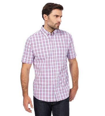 Wine grid check short-sleeved shirt